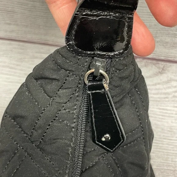 Vera Bradley Black Quilted Microfiber Shoulder Bag with Patented Leather Strap - Picture 3 of 14